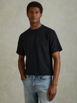 Reiss Wick Textured Crew-Neck T-Shirt, Navy