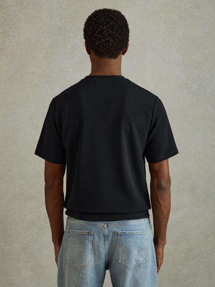 Reiss Wick Textured Crew-Neck T-Shirt - view 2, Navy