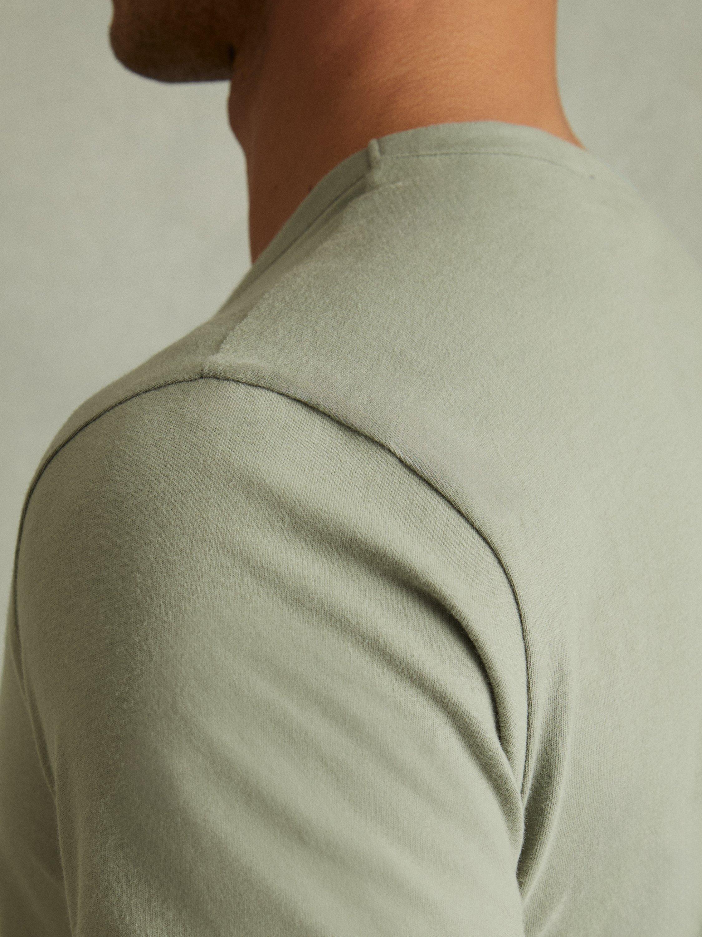 Product image 3 of 5, which shows Reiss Melrose Crew Neck Cotton T-Shirt, Sage, XS