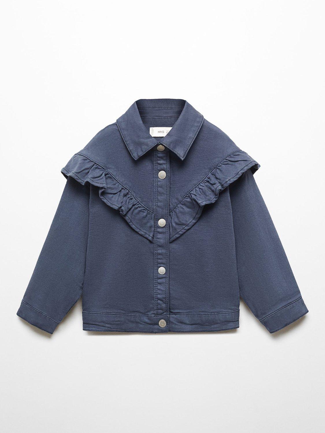 Mango Kids' Jiny Ruffle Detail Jacket, Navy