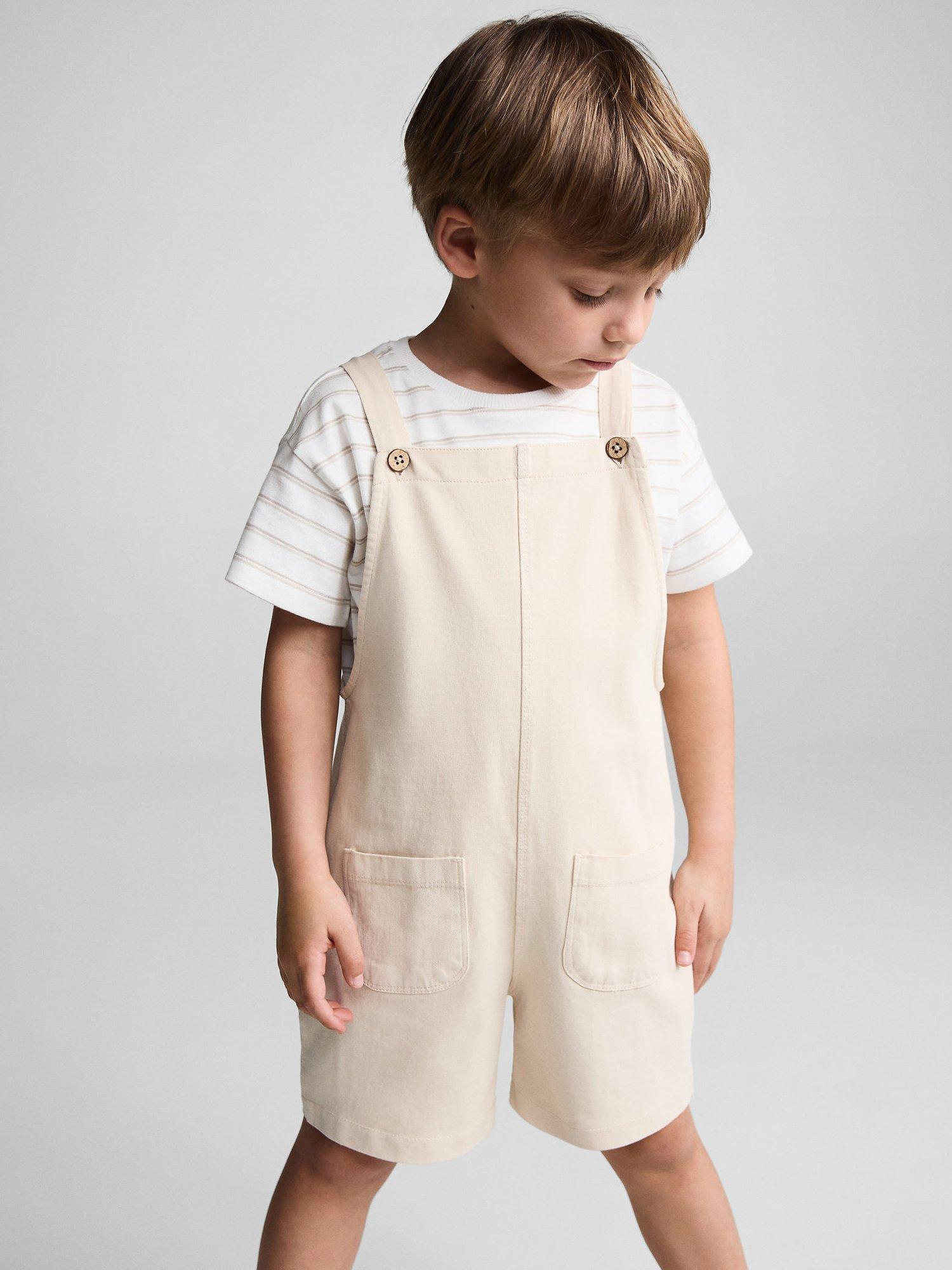 Mango Kids' Gpeto Dungarees, Light Pastel Brown
