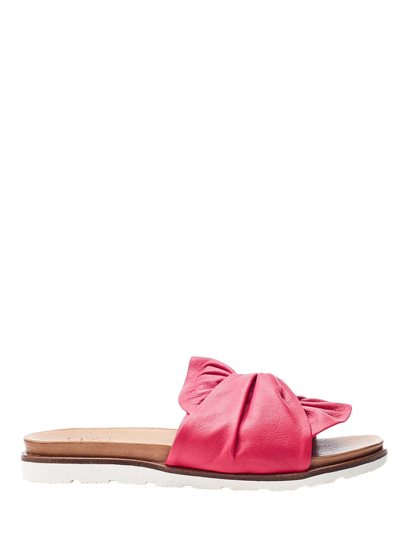 Product image 1 of 4, which shows Moda in Pelle Jemini Leather Twist Bow Sandals, Raspberry, 4