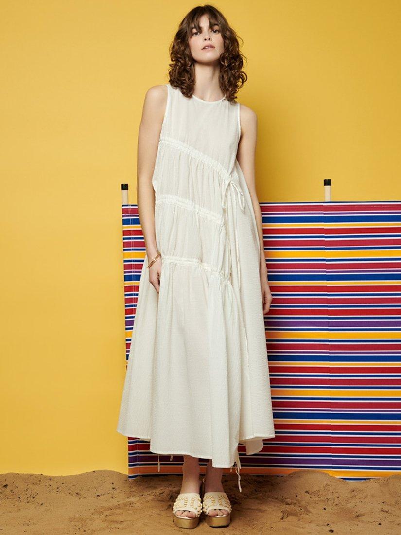 GHOSPELL Eleanor Ruched Midi Dress, White