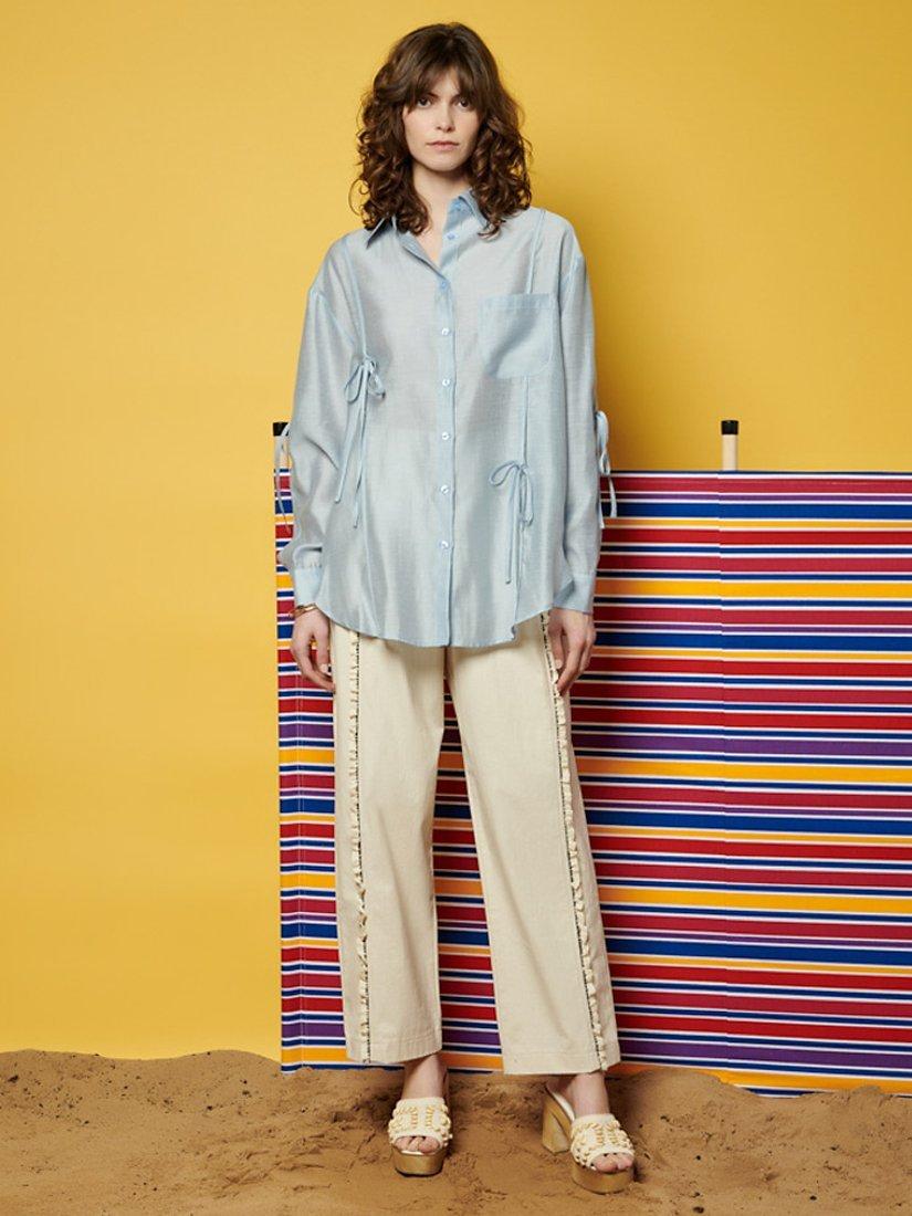 Product image 4 of 6, which shows GHOSPELL Fallon Tie Detail Shirt, Blue, 10