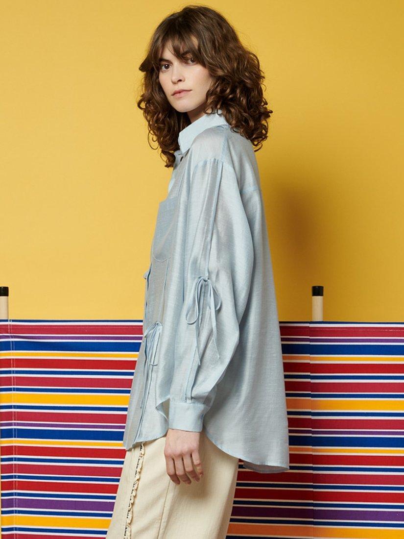 Product image 2 of 6, which shows GHOSPELL Fallon Tie Detail Shirt, Blue, 10