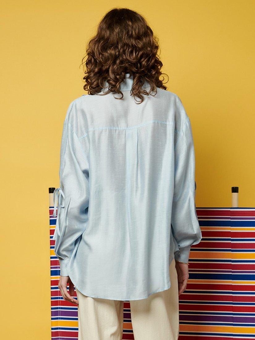 Product image 3 of 6, which shows GHOSPELL Fallon Tie Detail Shirt, Blue, 10