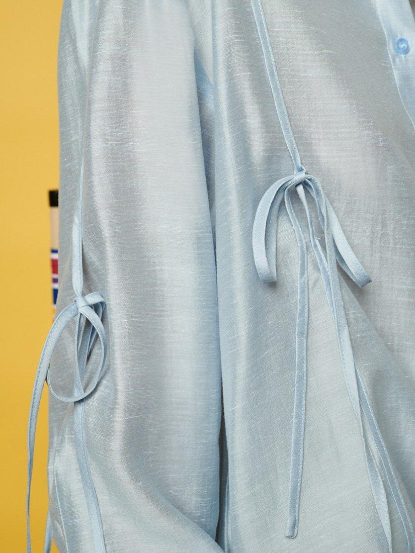 Product image 6 of 6, which shows GHOSPELL Fallon Tie Detail Shirt, Blue, 10