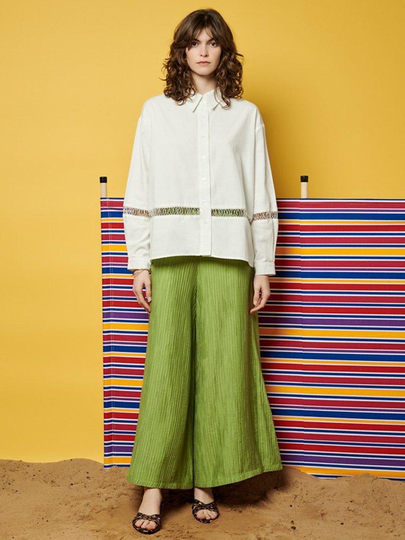 Product image 2 of 6, which shows GHOSPELL Nat Oversized Beaded Shirt, White, 6