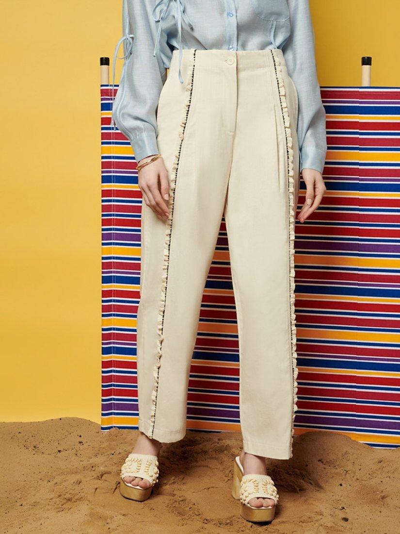 GHOSPELL Donna Trimmed Trousers, Beige