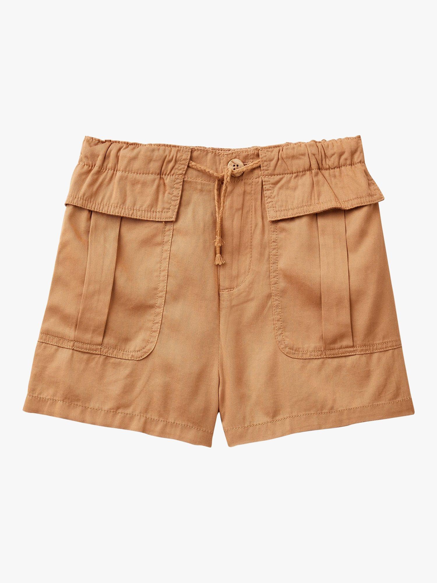 Benetton Kids' Flowy Pocket Detail Drawstring Shorts, Camel