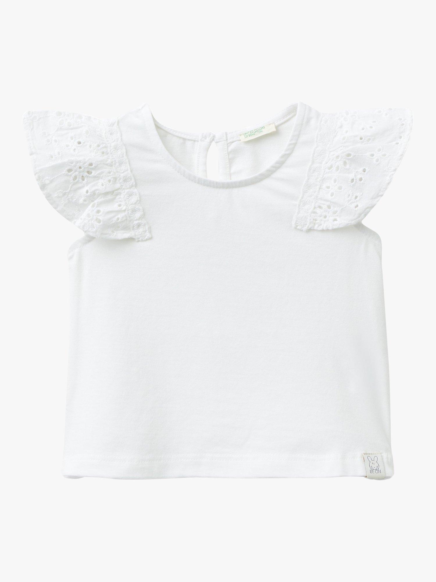 Benetton Baby Broderie Detail Top, Optical White