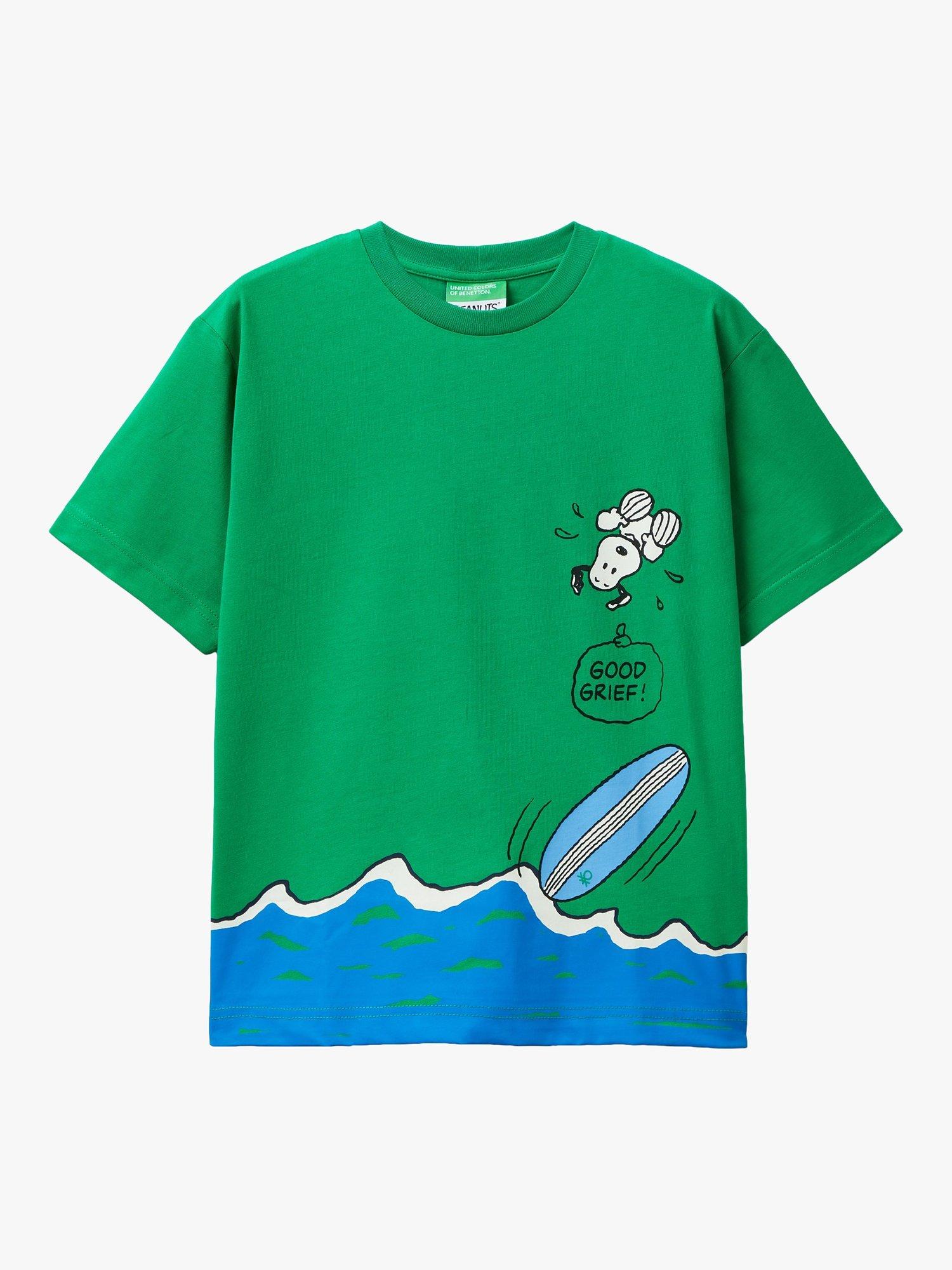 Benetton Kids' Snoopy Graphic T-Shirt, Intense Green/Multi