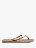 Havaianas Slim Metallic Logo Flip Flops, Rose Gold/Silver