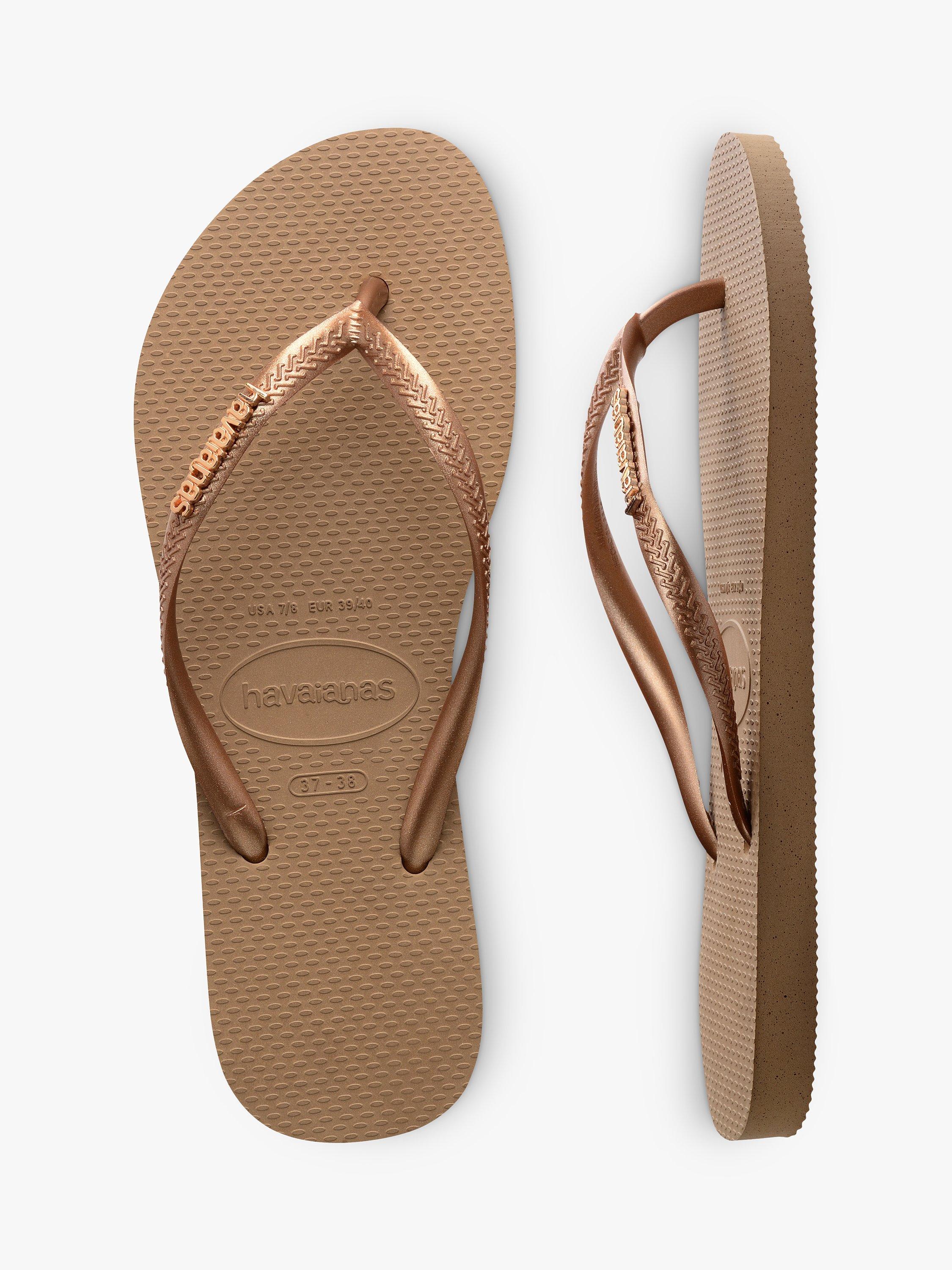 Havaianas Slim Metallic Flip Flops, Rose Gold, S