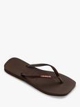 Havaianas Square Toe Glitter Flip Flops, Dark Brown