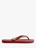 Havaianas Square Toe Metallic Logo Flip Flops, Mahogany