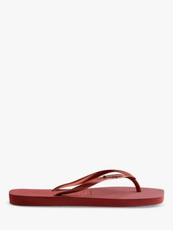 Havaianas Square Toe Metallic Logo Flip Flops, Mahogany