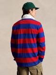 Polo Ralph Lauren Iconic Striped Cotton Rugby Shirt, Red/Classic Azure