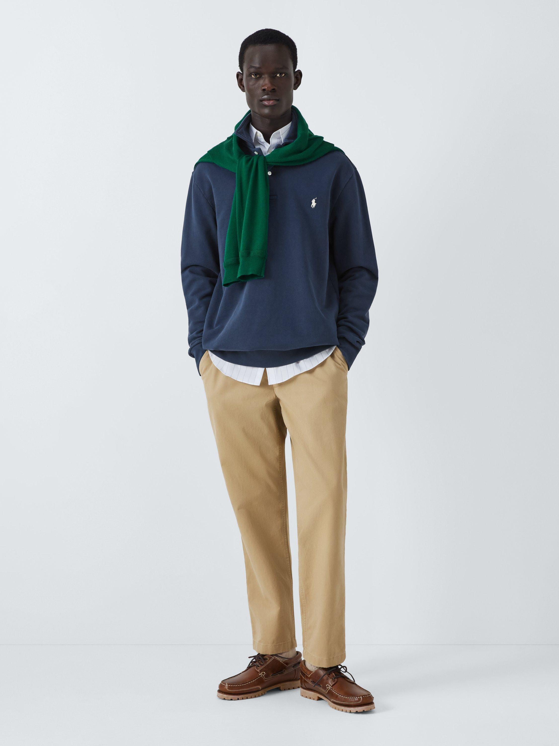 Product image 3 of 6, which shows Polo Ralph Lauren Loopback Cotton Long Sleeve Polo Shirt, Cruise Navy, S