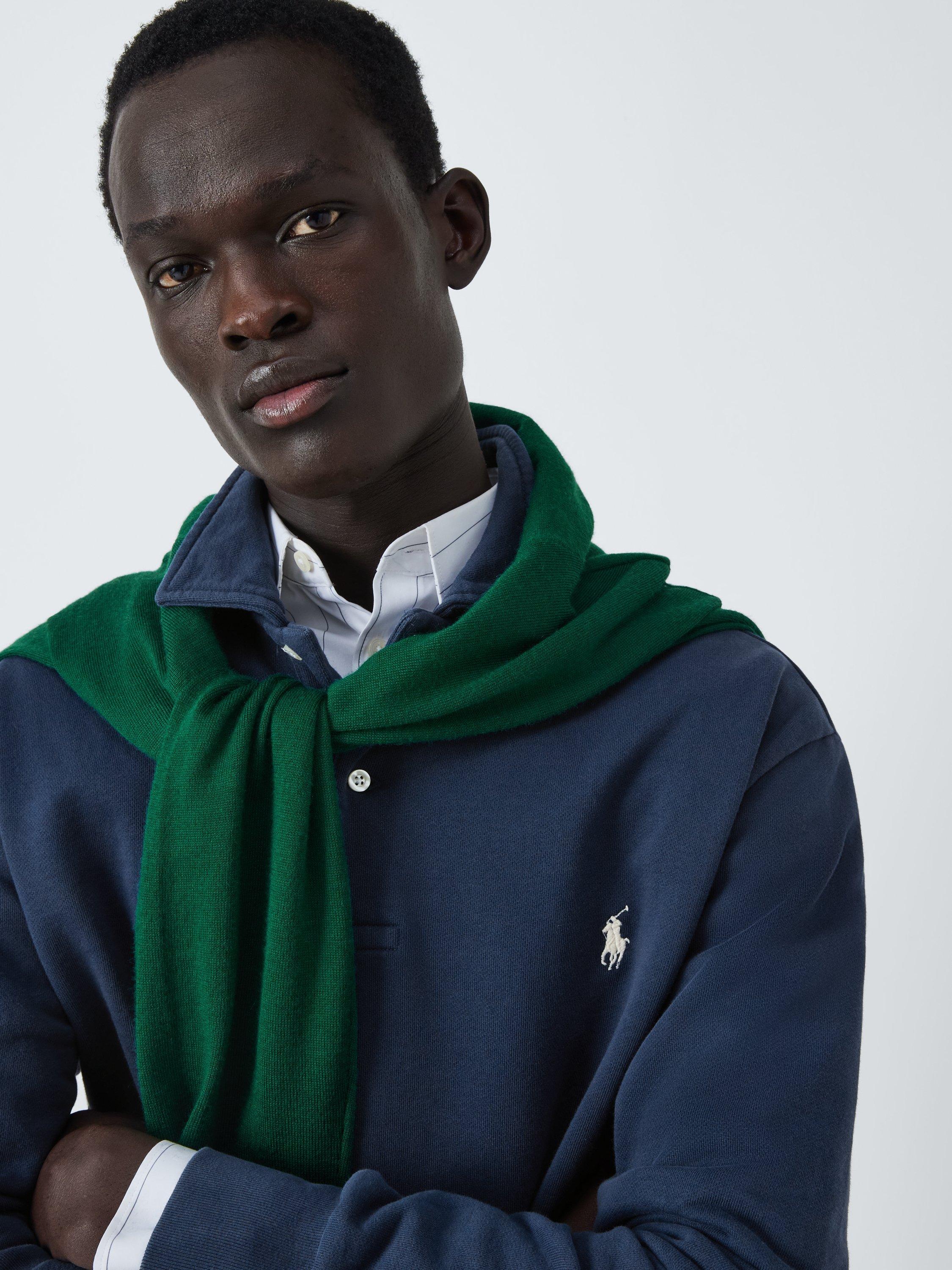 Product image 5 of 6, which shows Polo Ralph Lauren Loopback Cotton Long Sleeve Polo Shirt, Cruise Navy, S