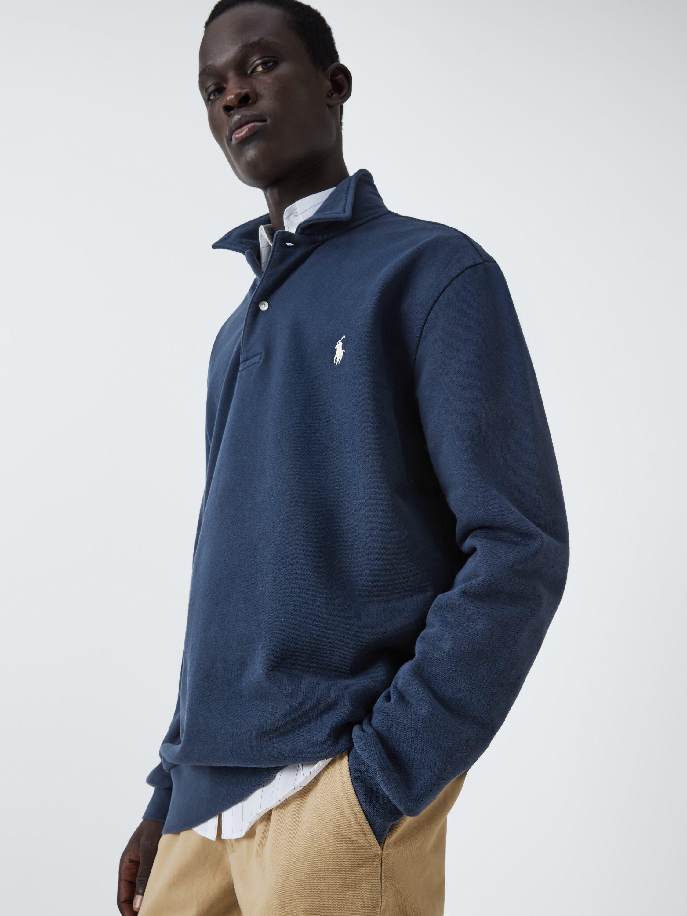 Product image 6 of 6, which shows Polo Ralph Lauren Loopback Cotton Long Sleeve Polo Shirt, Cruise Navy, S