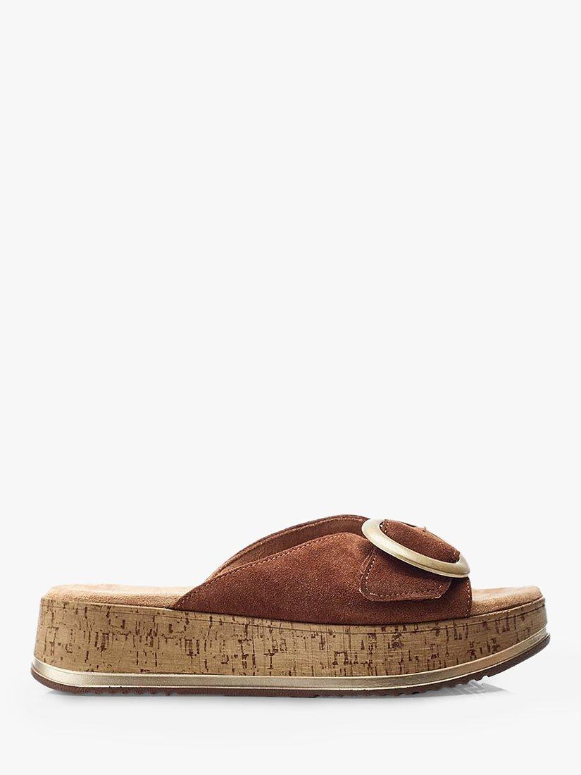 Moda in Pelle Niina Suede Flatform Mule Sandals, Tan