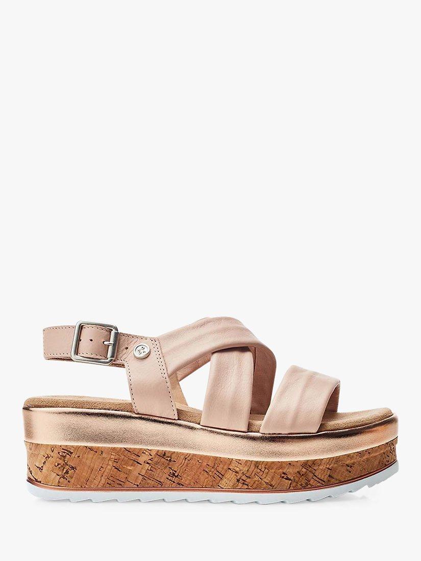 Moda in Pelle Romani Leather Cork Heel Sandals, Cameo