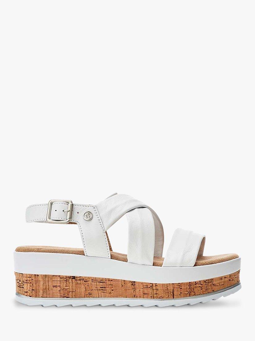 Moda in Pelle Romani Leather Cork Wedge Sandals, White