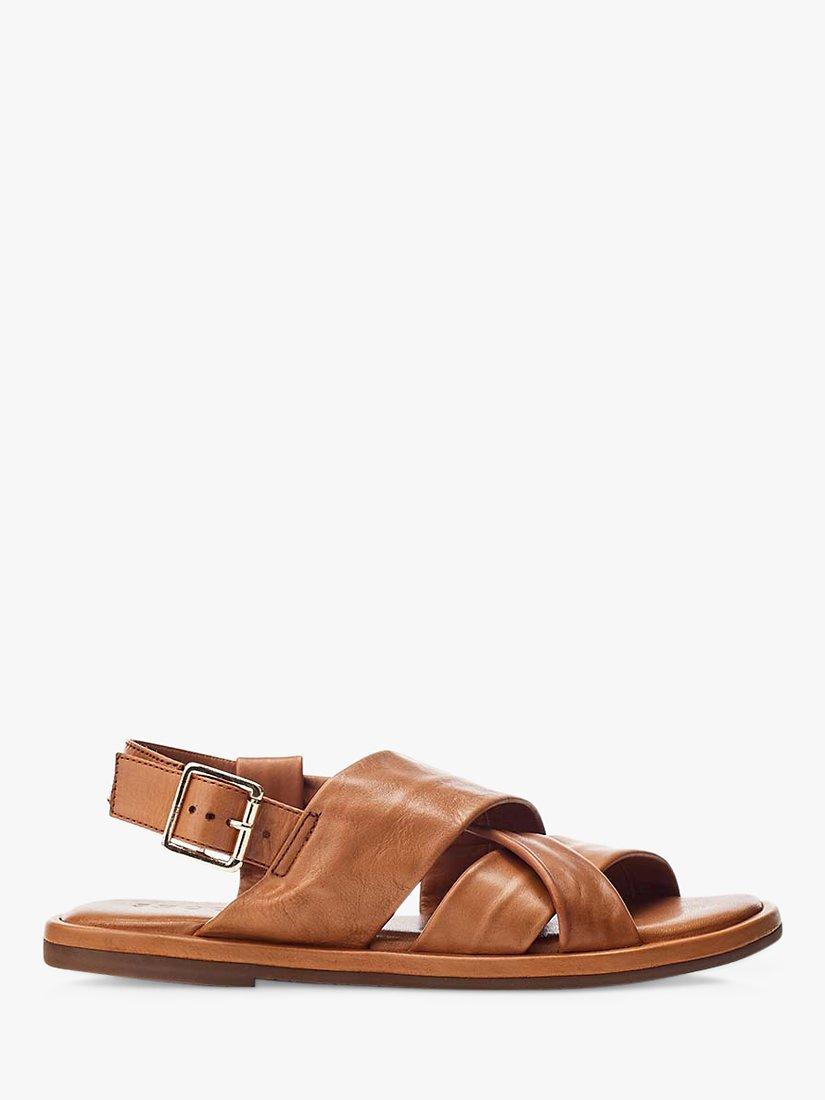 Moda in Pelle Shoon Garda Cross Strap Leather Sandals, Tan, 4