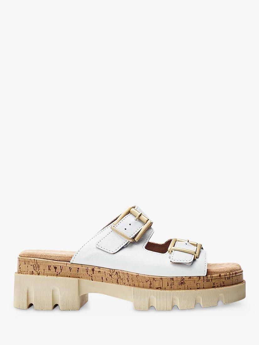 Moda in Pelle Octina Leather Cork Heel Mules, White