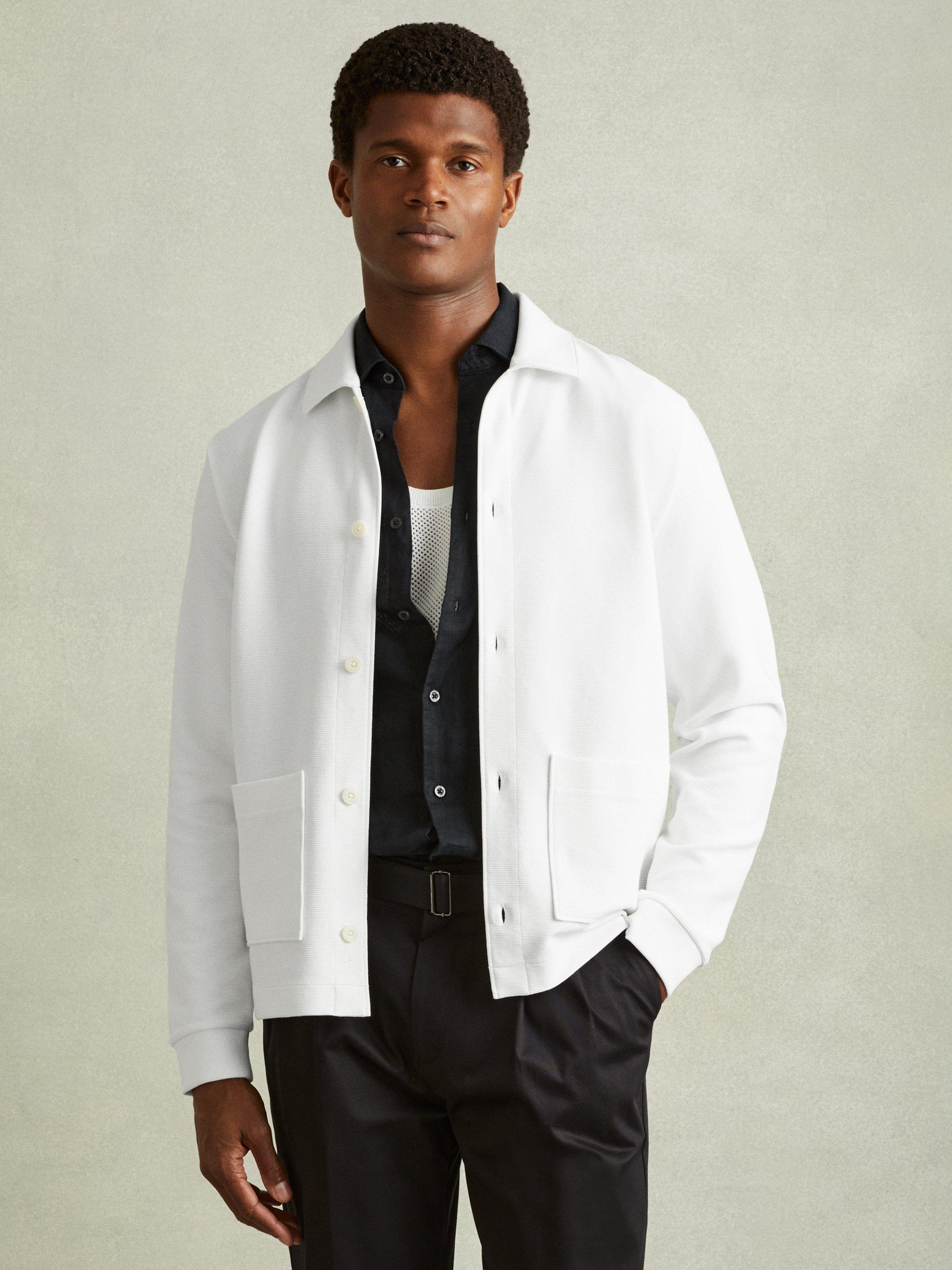 Product image 1 of 5, which shows Reiss Flippo Knitted Shirt, Off White, S