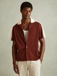 Reiss Castro Colour Block Shirt, Rust Red/Off White