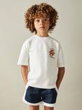 Reiss Kids' Nets Basketball Motif Oversized Cotton T-Shirt, Off White