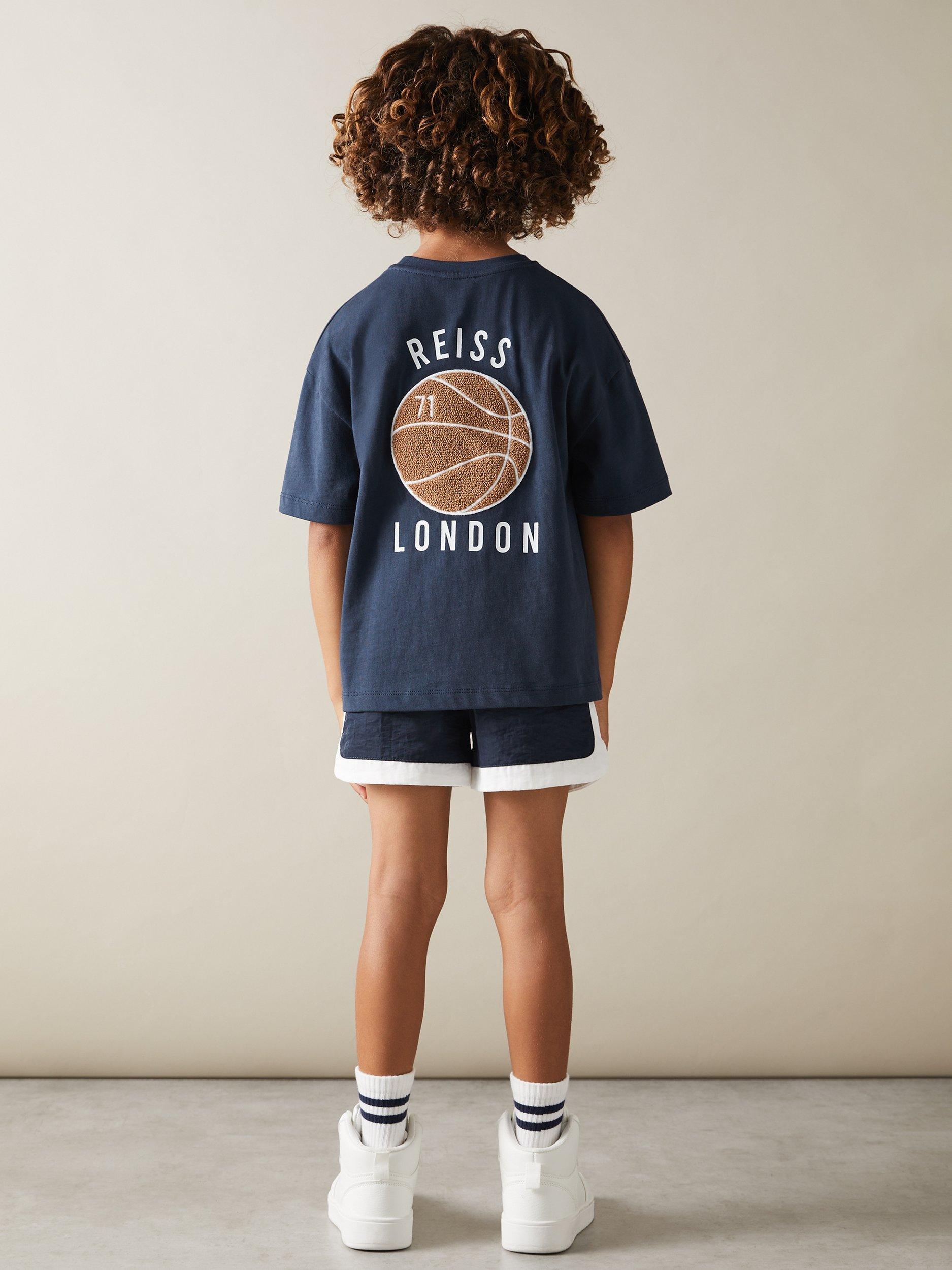 Reiss Kids' Kirby Cotton Logo T-Shirt, Washed Navy
