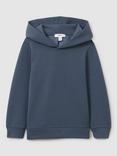 Reiss Kids' Fabien Interlock Jersey Hoodie, Cement