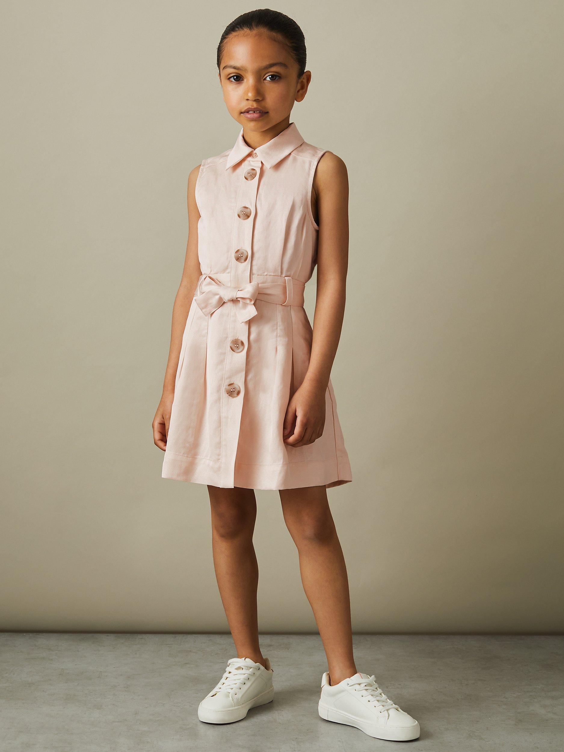 Girls pink shirt dress deals
