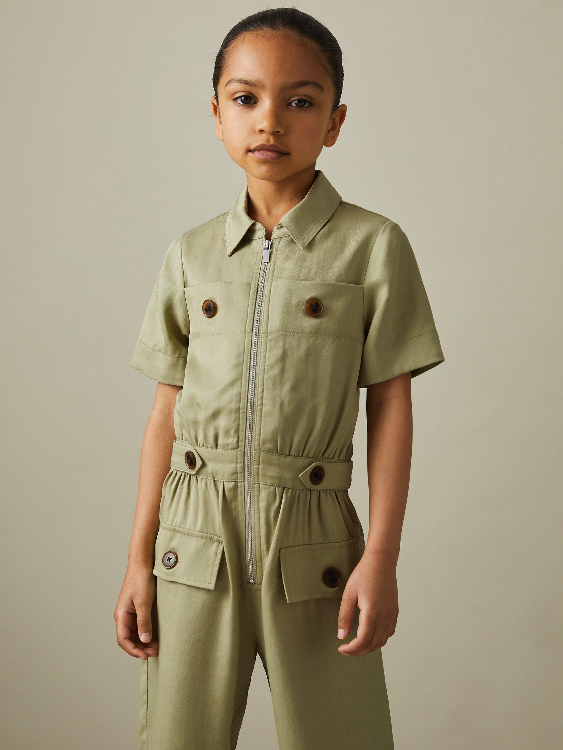 Reiss Kids Olivia Utility Jumpsuit Khaki