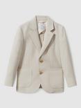 Reiss Kids' Textured Single Breasted Blazer, Stone