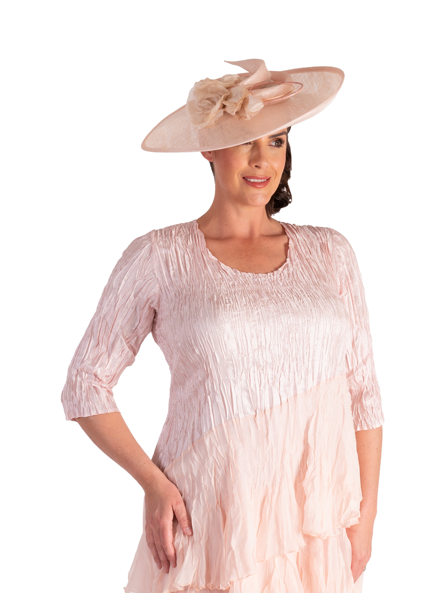 Product image 3 of 6, which shows chesca Feather Roses Circle Hatinator, Pink Champagne