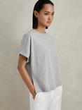 Reiss Lois Boxy Cotton T-Shirt, Grey Marl