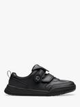 Clarks Kids' Laser Track Leather School Shoes, Black Leather