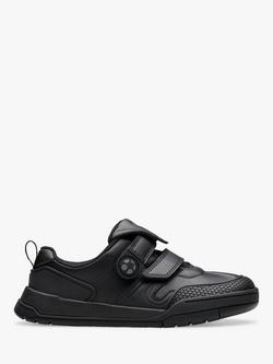 Clarks Kids' Laser Track Leather School Shoes, Black Leather, Black Leather