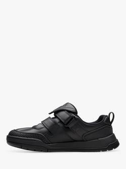 Clarks Kids' Laser Track Leather School Shoes, Black Leather - view 2, Black Leather