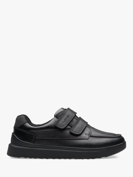 Clarks Kids' Keelan Flare Leather School Shoes, Black Leather, Black Leather