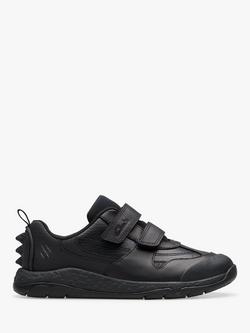 Clarks Kids' Steggy Pace Shoes, Black Leather, Black Leather