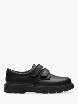 Clarks Kids' Lorcam Loop Riptape School Shoes, Black Leather, Black Leather