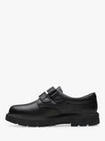 Clarks Kids' Lorcam Loop Riptape School Shoes, Black Leather