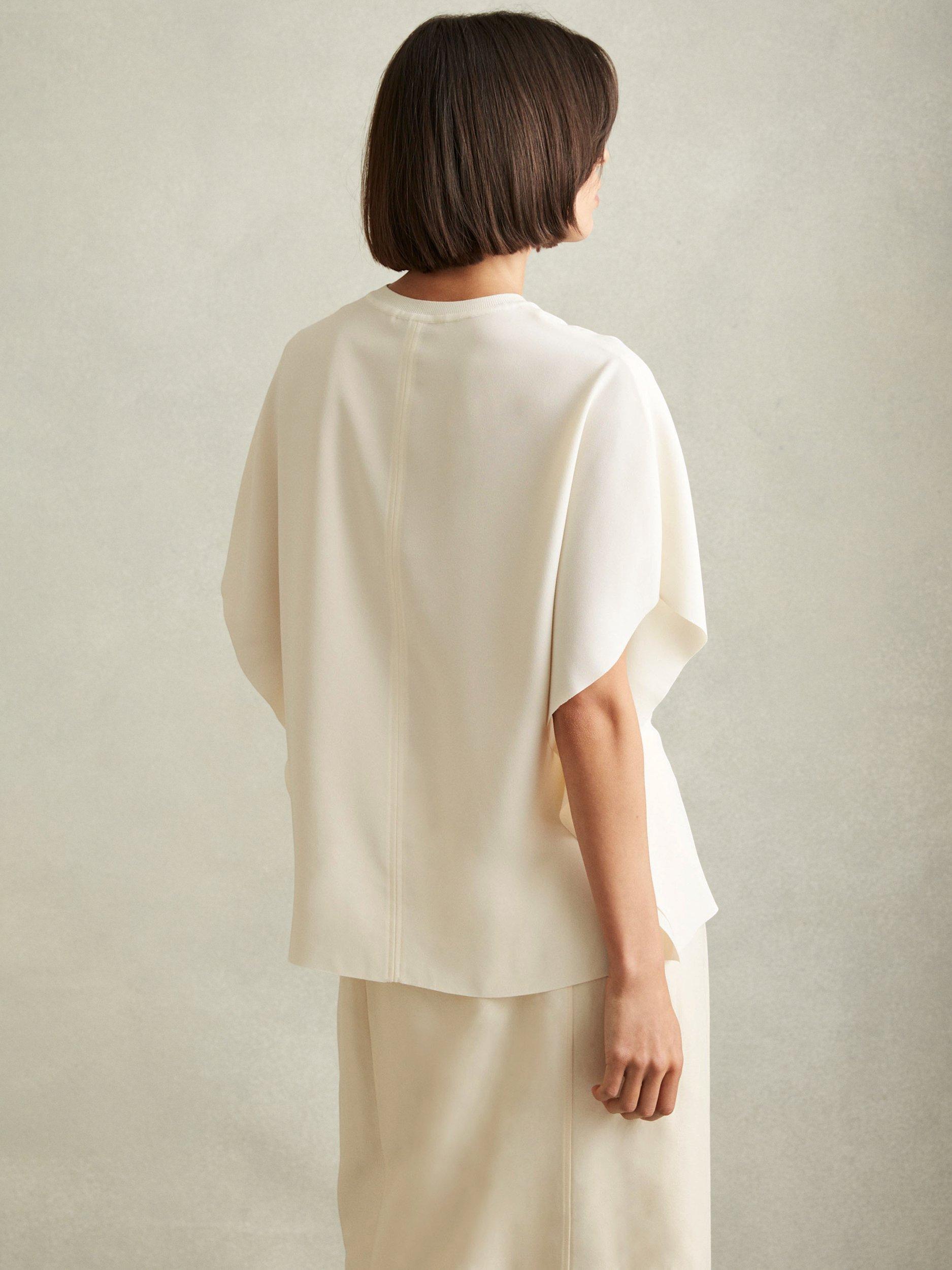 Product image 2 of 5, which shows Reiss Tania Short Sleeve Top, Ivory, 6
