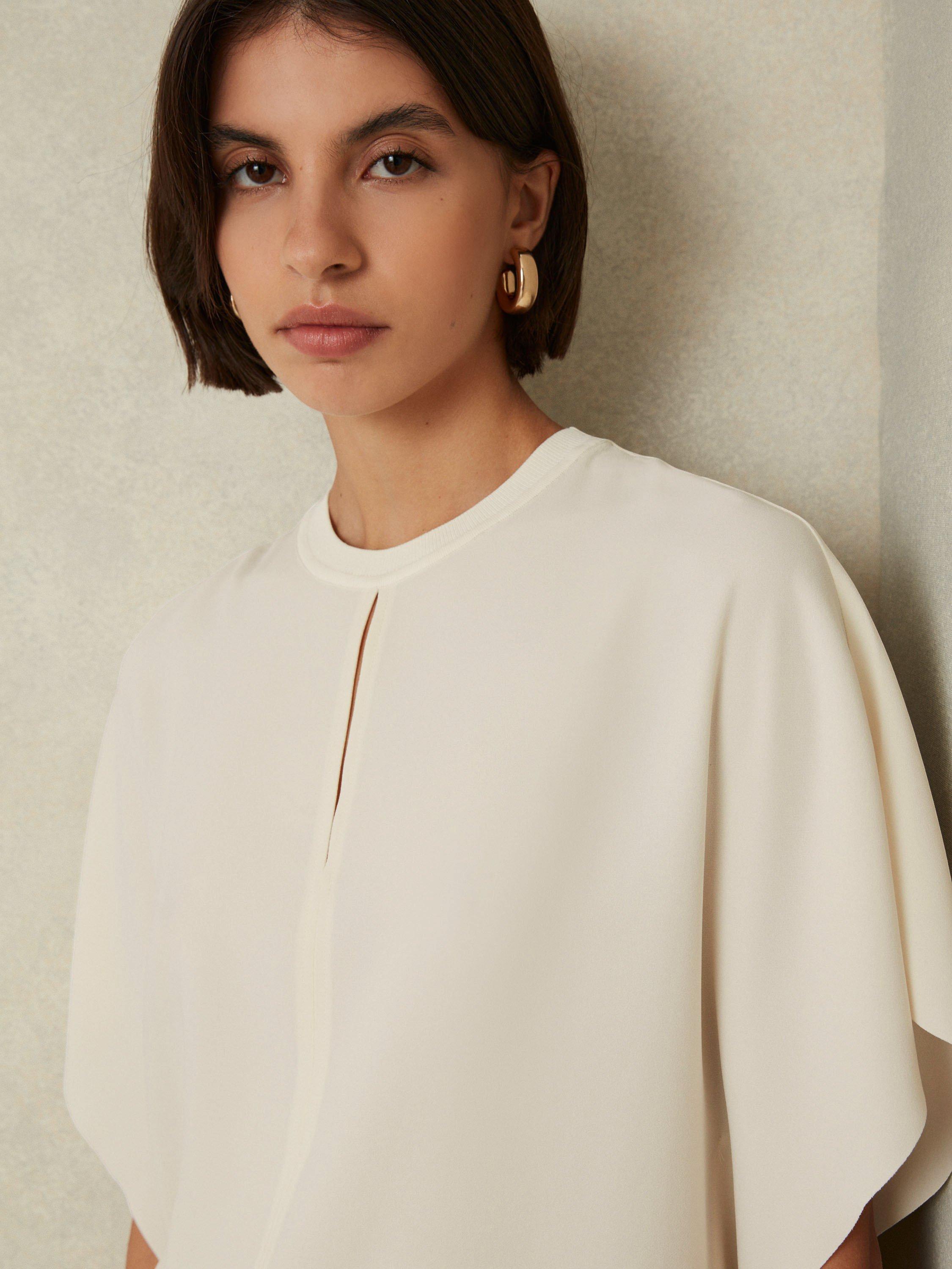 Product image 3 of 5, which shows Reiss Tania Short Sleeve Top, Ivory, 6
