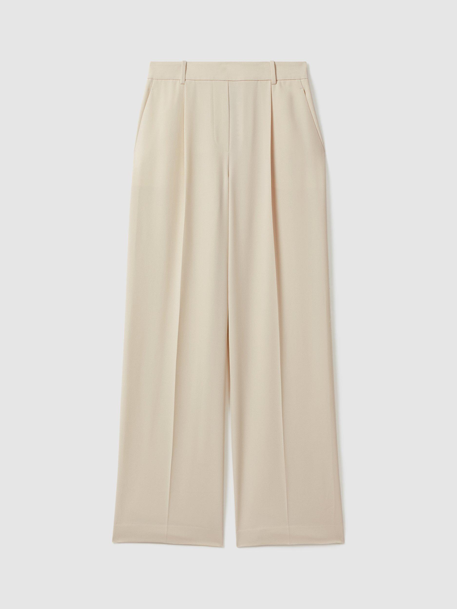 Product image 5 of 5, which shows Reiss Eden Wide Leg Trousers, Cream, 6R